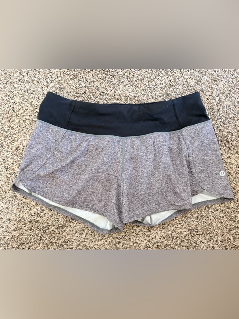 lululemon athletica Heather Gray Athletic Shorts with Black Waistband